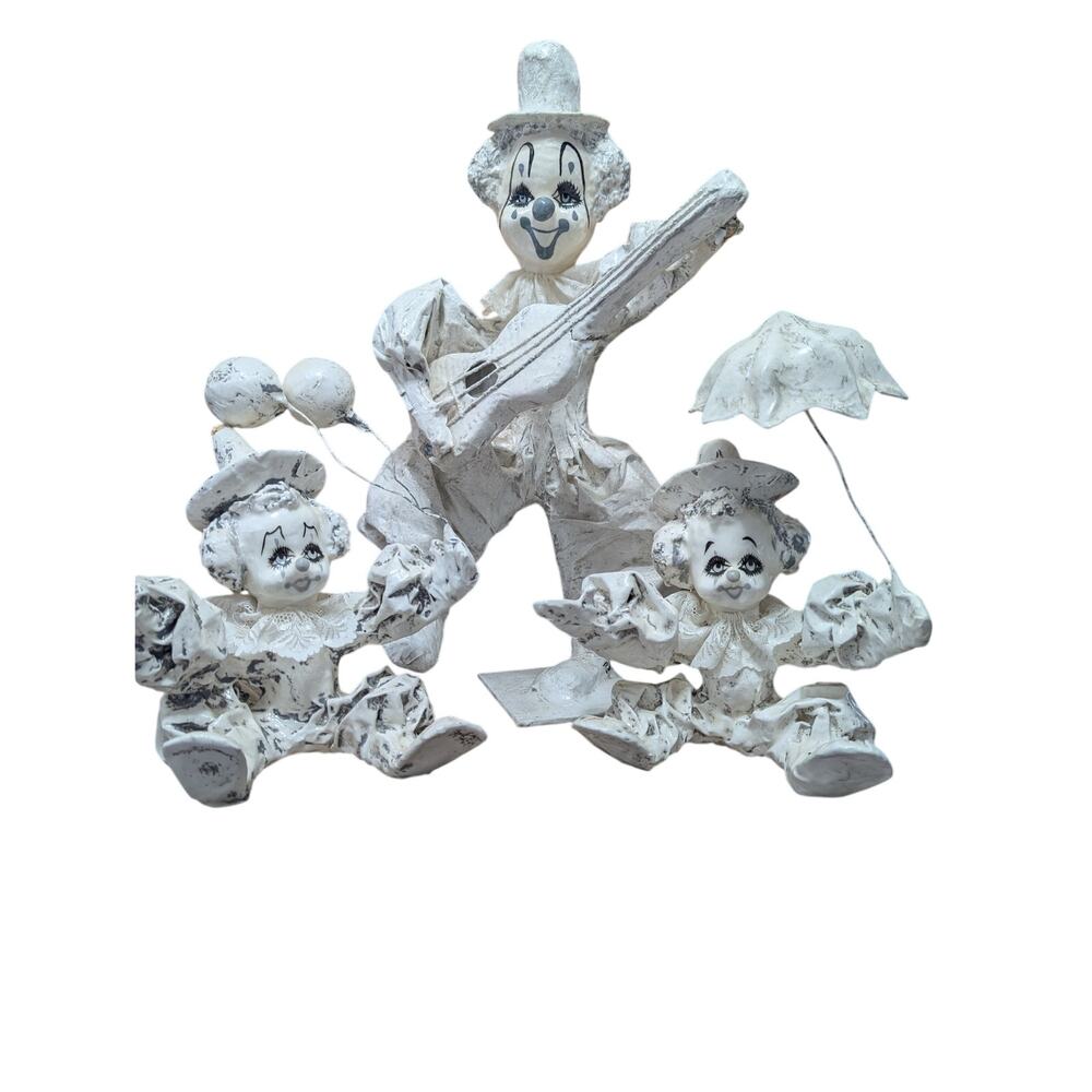 Vintage Paper Mache Clown Trio